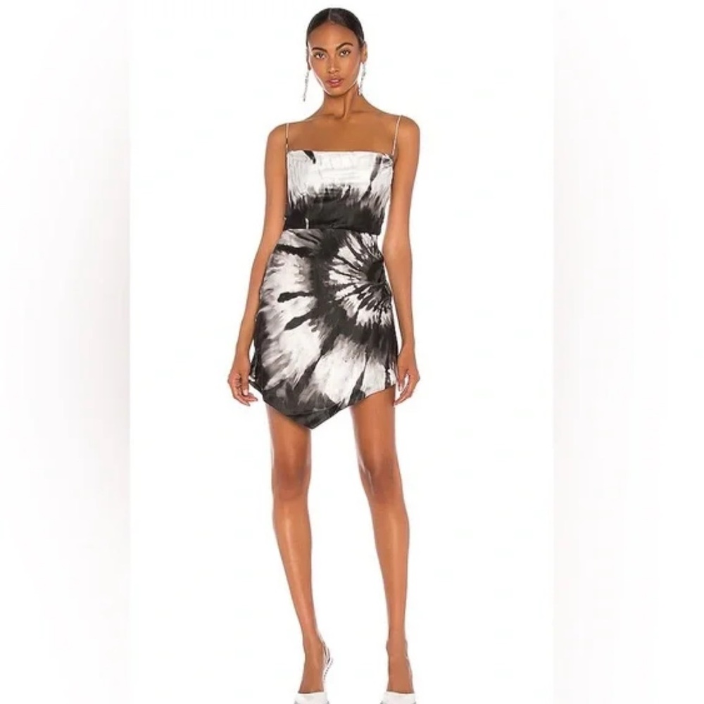 Retrofete Auris Dress Black & White silk 
Tie Dye mini Sz L